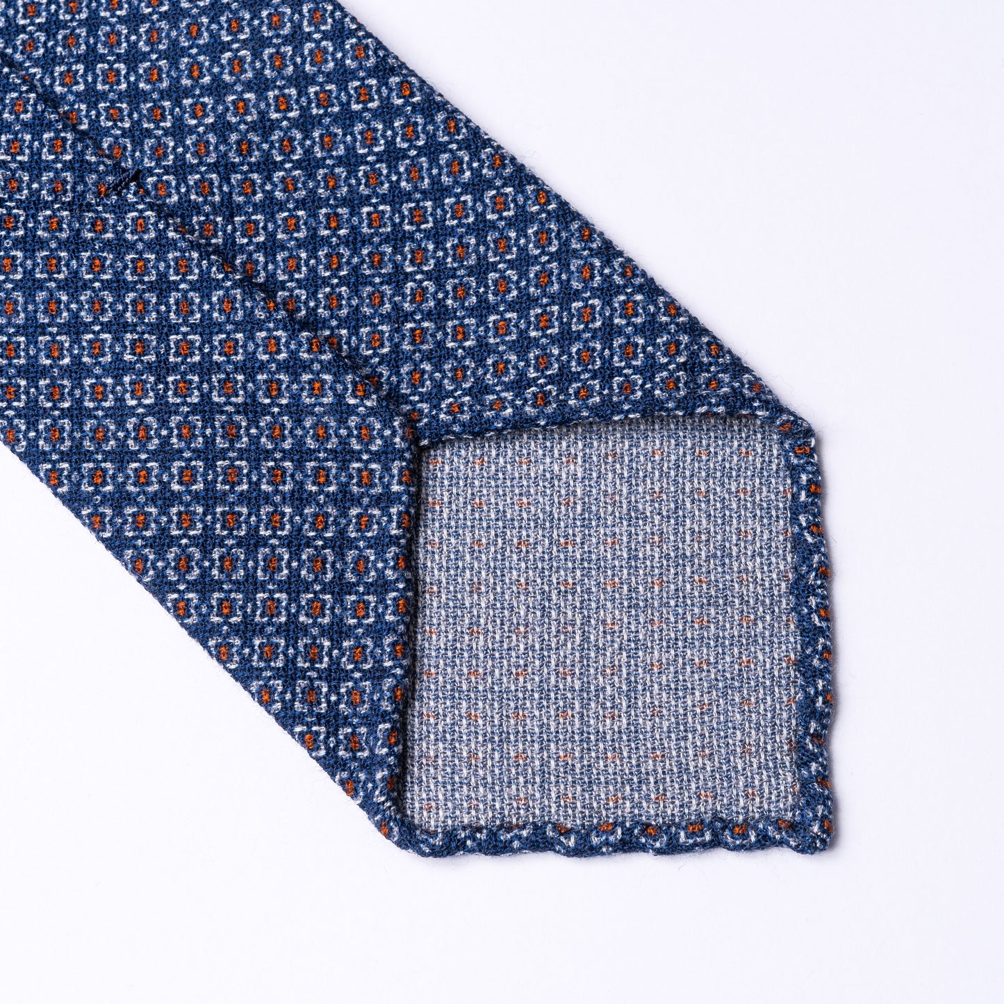 Dunkelblaue Krawatte aus Wolle mit Blumenmuster