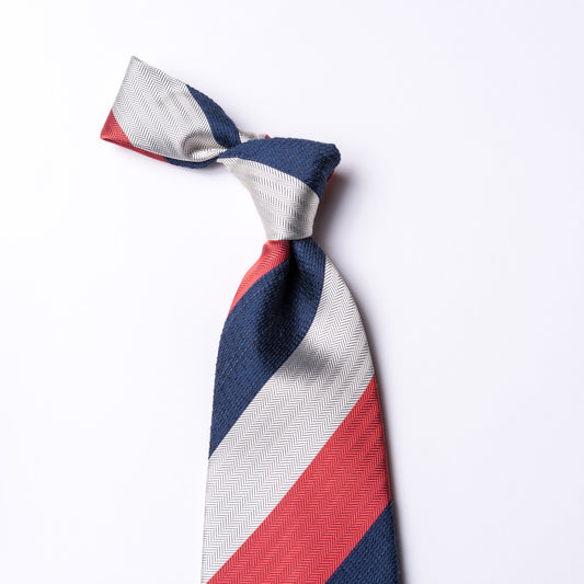 Striped tie in white - red - blue