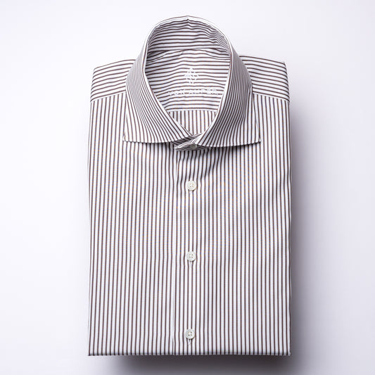 Hemd - Poplin - braun/weiß - gestreift