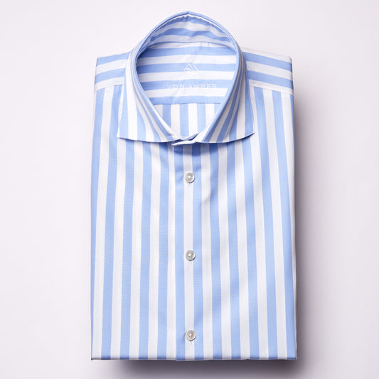 Hemd - Poplin - hellblau - blockstreifen