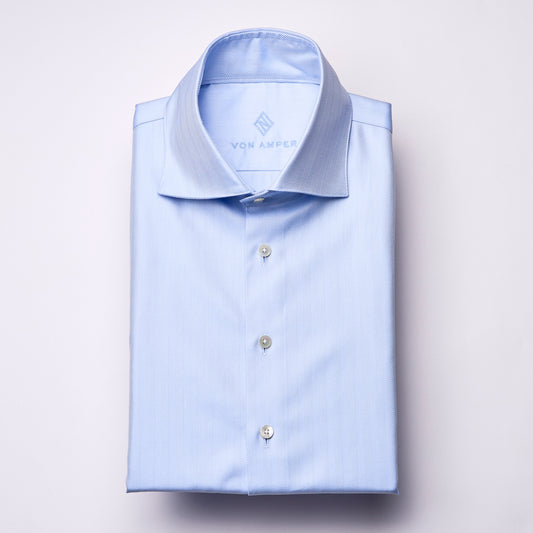 Hemd - Twill - hellblau - einfarbig - fischgrät