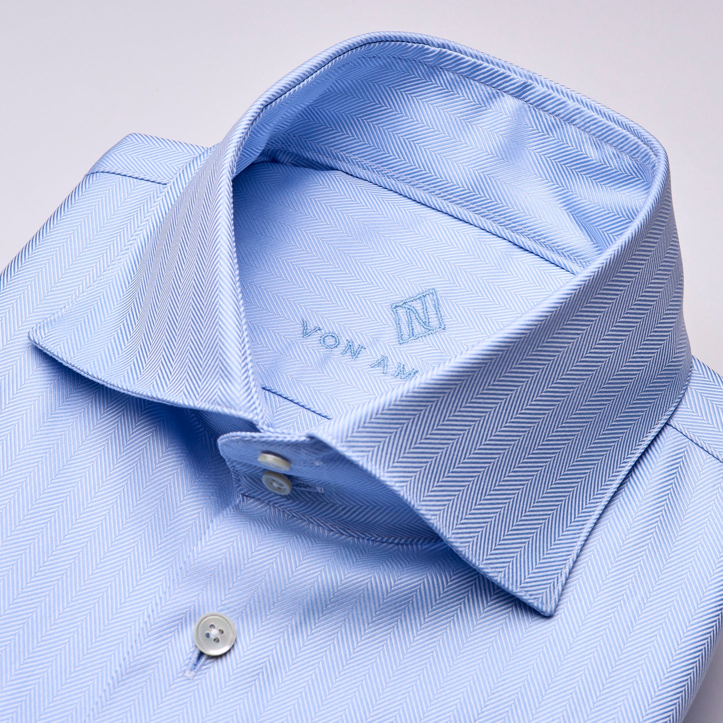 Hemd - Twill - hellblau - einfarbig - fischgrät