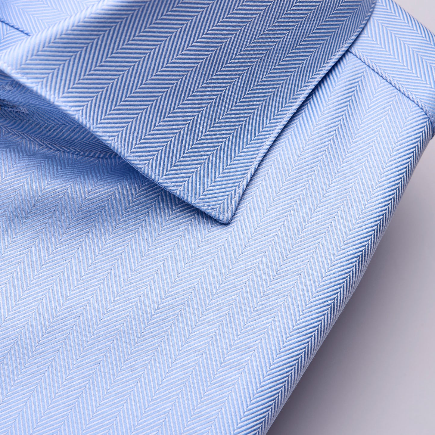 Hemd - Twill - hellblau - einfarbig - fischgrät