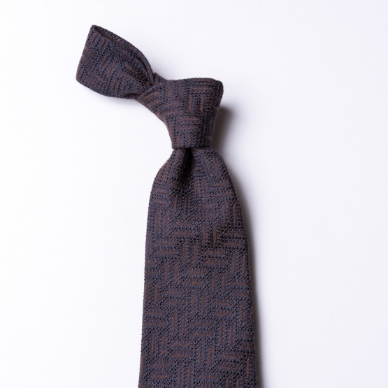Brown tie  with a Zig Zag weave