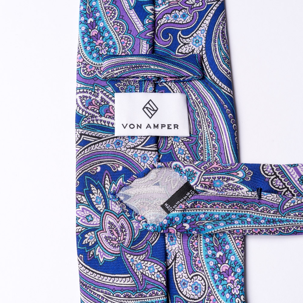 Blaue Krawatte aus Blumenmuster Seide mit