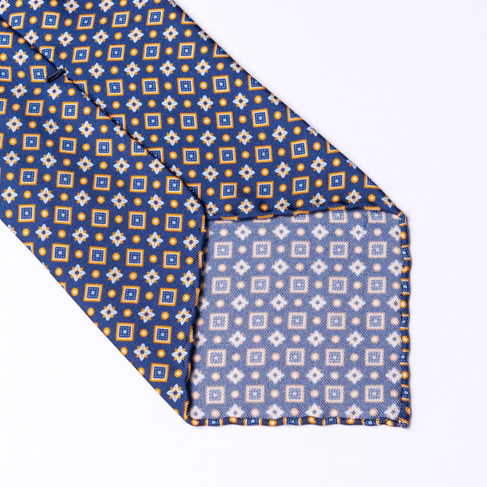 Blaue Krawatte aus Seide mit Blumenmuster