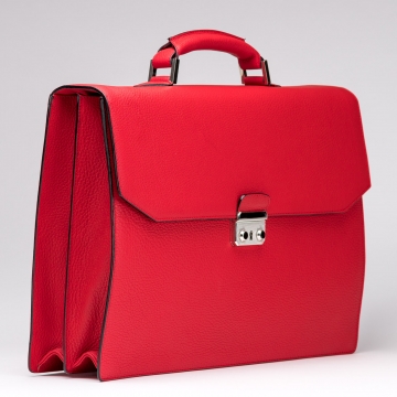 Briefcase - Leather - Red