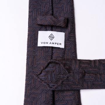 Brown tie  with a Zig Zag weave