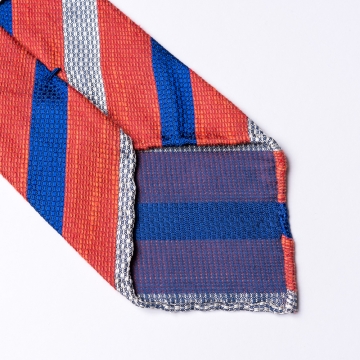 Gestreifte Krawatte in weiß - rot - blau  aus Seide, Baumwolle und Leinen