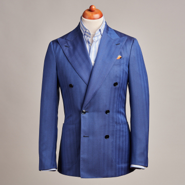 Anzug - Wolle - Blau - fischgrät